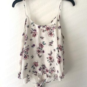 Lush flower tank top with bow. Size large.